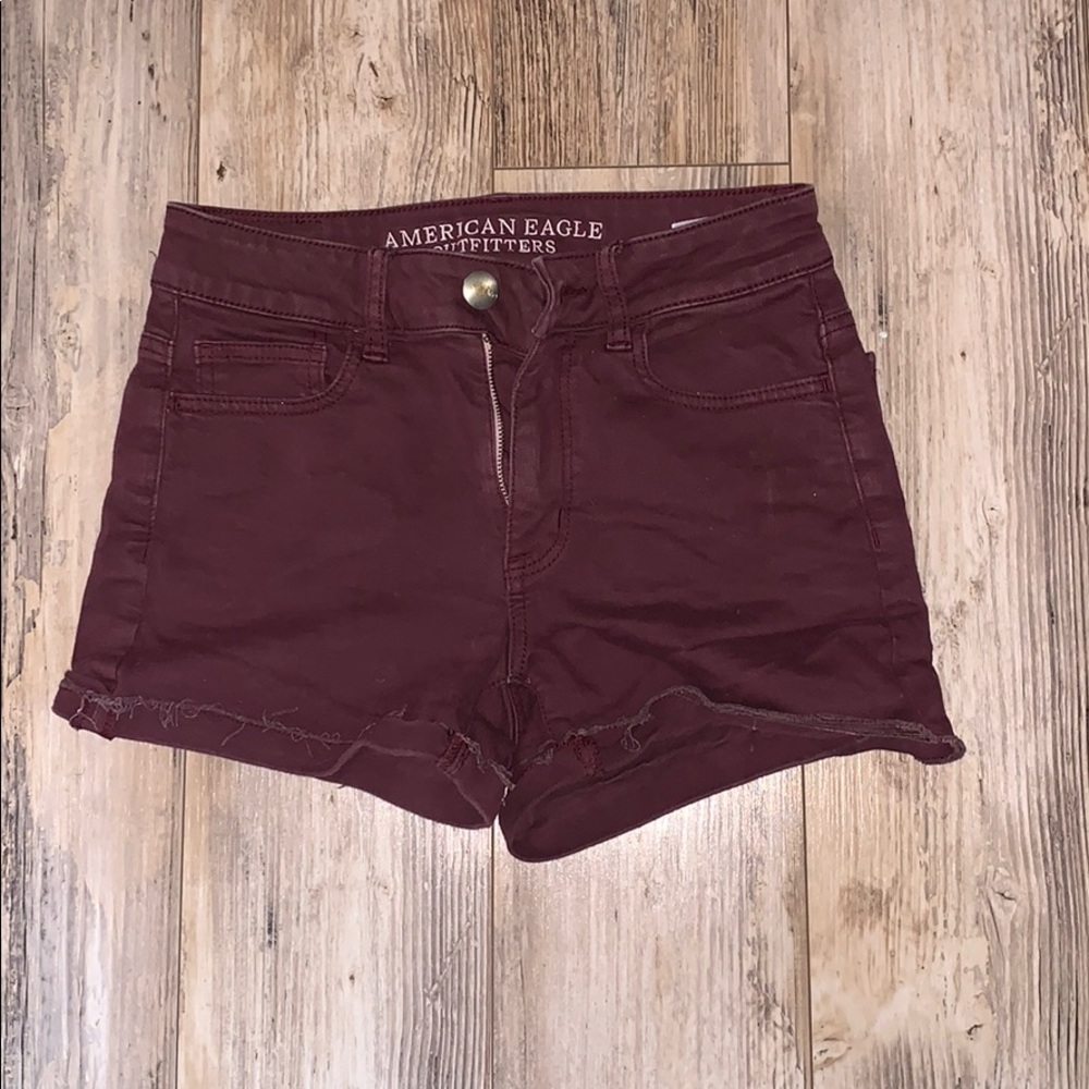 American Eagle Maroon High rise Shorties